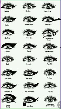 Easy Black Eyeliner Looks, Different Eyeliner Styles Shape, Eyeliner Eye Shape, Eyeliner Placement, Fishtail Eyeliner, Eyeliner On Dark Skin, Downward Eyeliner, Face Mask For Glass Skin, Makeup Tips Eyeliner