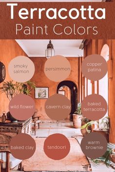 the color scheme for terracotta paint colors is shown in different shades and sizes