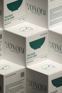 several boxes stacked on top of each other with the words yoobi printed on them