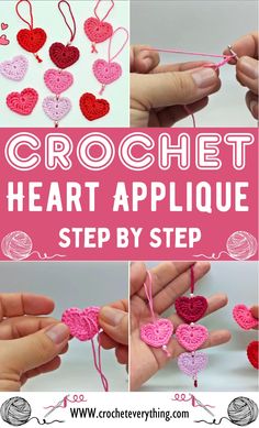 crochet heart applique step by step instructions for beginners to make