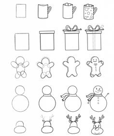 christmas worksheet for kids to learn how to draw and paint the snowman