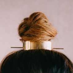 in yellow brass Boho Hair Pins, Brass Hair Pin, Metal Hair Accessories, Hair Accessories Pins, Hair Cuffs, Gold Hair Pin, Ponytail Bun, Crown Hair, Hair Knot