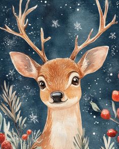 Cozy Animals Illustration, Watercolor Winter Scenes, Winter Wallpaper Iphone, Cute Christmas Animals, Wallpapers Winter, Winter Drawing, Watercolor Postcards, Winter Wildlife, Christmas Window Painting