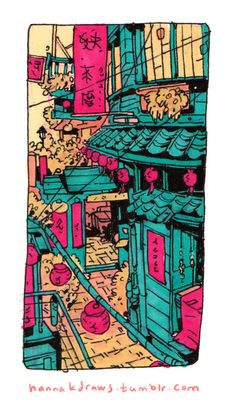 Pixel Art Background, Bg Design, Japon Illustration, Sketch Markers, Futuristic Art, Marker Drawing, Marker Art, Art Background, Original Artists