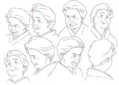 a line drawing of people with different facial expressions