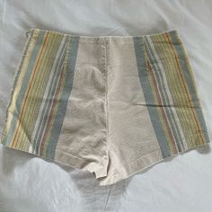 Adorable Free People Shorts. High Waisted & Tight Fit. Never Worn. Cream High-waisted Fitted Shorts, Fitted Beige Summer Shorts, Cream Fitted High-waisted Shorts, Retro Beige Cotton Bottoms, Fitted Cream Bottoms For Vacation, Beige Cotton Bottoms For Day Out, Multicolor Cotton Bottoms For Day Out, Fitted Cream Casual Shorts, Casual Fitted Cream Shorts