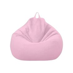 a pink bean bag chair on a white background