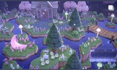 an animated landscape with lots of trees and flowers