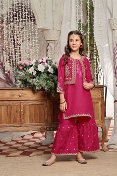 Brand new with tags Sub-Category: Kurta Set Color Type: Pink Number of Pieces: 3 Piece - Top + Bottom + Outerwear Season: All Season Shirt Fabrics: Lawn Additional Description: Gender: Girl Category: Clothing Outfit Type: Eastern Sub-Category: Kurta Set Color Type: Black Number of Pieces: 3 Piece - Top + Bottom + Outerwear Season: All Season Shirt Fabrics: Lawn Disclaimer: Actual product color may vary slightly from the image. ❌No Return No Exchange❌ Deep Red Dress, Kidswear Girls, Kids Kurta, Eastern Dresses, Eastern Wear, Emerald Green Dresses, Make Your Own Dress, Crisp Autumn, Eid Collection