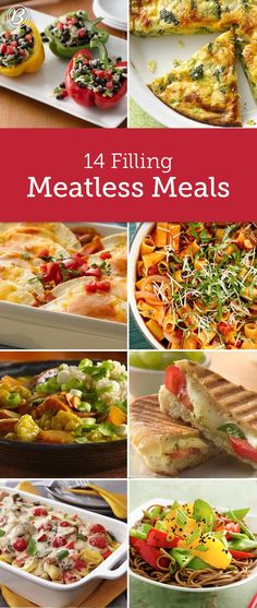 Whether you're looking to save calories or pennies, these meat-free meals deliver on both without skimping on flavor. We're willing to bet no one will even notice they’re technically vegetarian! Meals Without Meat, No Meat, Meat Free Recipes, Vegetarian Dinners, Taco Bell, Meatless Meals, Vegan Foods, Veggie Dishes, Meat Free