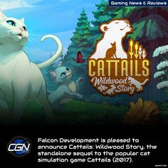 an advertisement for cattails wildwood story featuring two cats in the woods and one on the ground