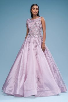 Buy Light Lilac Sequins Embroidered Net & Organza Evening Gown Online | Samyakk Evening Gowns Online, Light Lilac, Buy Lights, Thread Work, Evening Gown, Quality Fabric, Lilac, Perfect Fit