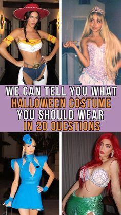 four different costumes with caption that says, we can tell you what halloween costume you should wear in 20 questions