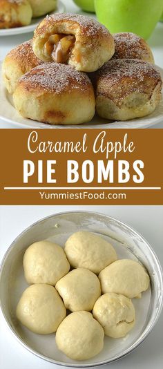 Caramel Apple Pie Bombs are little balls of dough filled with delicious apple pie filling and brushed with melted butter and cinnamon sugar! Easy and so delicious mini sized desserts are perfect for a single serving! Apple Pie Filling, Caramel Apple Pie, Fall Dessert Recipes, Easy Baking Recipes Desserts, Baked Dessert Recipes, Fun Baking Recipes, Caramel Apple, Easy Baking Recipes