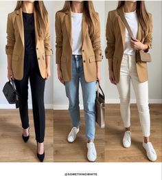 Beige Blazer Outfit, Blazer Outfits Women, Smart Casual Women Outfits, Casual Work Outfits Women, Blazer Outfits For Women, Beige Outfit, Outfit Mujer, Business Casual Outfits For Work, Brown Blazer