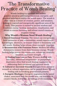 Menstrual Witchcraft, Divine Feminine Healing, Womb Healing Herbs, Womb Healing For Women, Spiritual Healing Aesthetic, Womb Care, Womb Health, Ekhart Tolle, Mommy Group