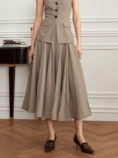 Editor's Notesyyiam curates feminine and classic daily outfits that suit well to modern women. - High-waist long skirt- Elaborately pleated design- Wool blended fabric- Wide flare silhouette- Feminine and sophisticated mood Measurements(in.)[ S / M ]- Length: 33.08 in. / 33.46 in.- Hip Circumference: 37.80 in. / 39.37 in.- Waistline: 29.13 in. / 30.71 in.* Model info: Size S / Height 5' 7 Composition & Care- Material: 81% Polyester, 15% Wool, 4% Nylon- Lightly hand wash or dry clean Designer- by yyiam High Waist Long Skirt, Modern Women, Pleated Midi Skirt, Skirt Outfits, Daily Outfits, Long Skirt, Modern Woman, Wool Blend, Midi Skirt