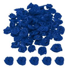 blue rosette flowers on white background with clippings to cut them into small pieces