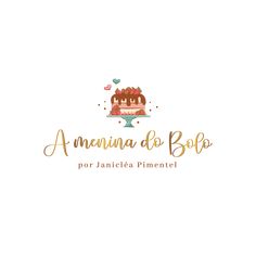 a logo for a cake shop with an image of a piece of cake on top