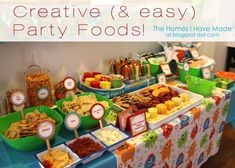 party food birthday ideas kids monster easy foods adults year old finger spotlight snack first parties cheap menu catering snacks Party Food Table, University Party, Food And Snacks, Healthy Party Food, Birthday Party Snacks, Fingerfood Party, Party Food Buffet, Easy Party Food, Easy Parties