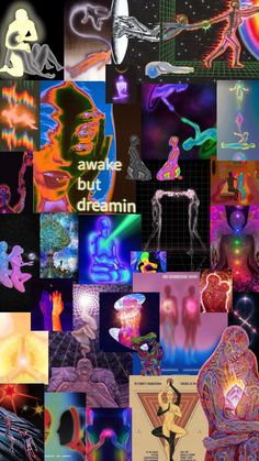 a collage of different images with the words awake, but dreamin'on them