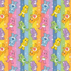 colorful bears and stars on a multi - colored striped background seamless wallpaper pattern