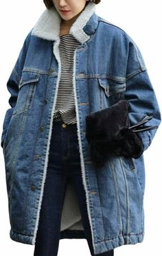 Quilted Denim Jacket, Fleece Denim Jacket, Quilted Denim, Long Denim Jacket, Best Winter Coats, Denim Trench Coat, Lined Denim Jacket, Fleece Jacket Womens, Lined Jeans