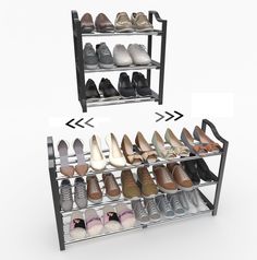 PRICES MAY VARY. Space Saver: The measurement of this 3-tier shoe rack is 23.8“/ 44”W x 10.8” D x 25.98“ H, each tier can store 2-4 pairs shoes. With this shoe organizer can make your house tidy, leave you a comforter living feeling. Customizable Design: Shoe storage designed with expandable tier, so you can adjust the width of shoe cabinet to suit your needs otherwise you can take out one tier if you need more space. Note: Please do not pull too Shoe Rack Garage, Shoe Storage Modern, Garage Shoe, Garage Shoe Storage, Shoe Storage Design, Shoe Tower, Small Shoe Rack, 3 Tier Shoe Rack