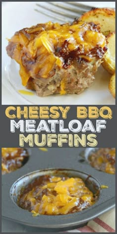 cheesy bbq meatloaf muffins with melted cheese on top