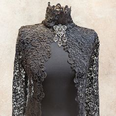 Black long lace sleeve shirt dress Gothic Lace Trim Top For Party, Gothic Stretch Tops With Lace Trim, Lace Sleeve Shirt, Black Scalloped Lace Long Sleeve Tops, Gothic Long Sleeve Lace Top, Black Long-sleeve Outerwear With Lace Trim, Lace Long Sleeve, Dress Shirt Sleeves, Crochet Inspiration