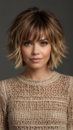 Flaunt Your Look with Tousled Lob (Long Bob) Short Layered Haircuts 🌼 Haircut With Bangs And Layers Short, Micro Bob Haircuts, Shadow Root Blonde Short Bob With Bangs, Rachel Haircut 2024, Ombre Hair Color With Bangs, Aline Bob With Bangs, Short Medium Length Haircut, Layered Shaggy Bob, Tousled Lob