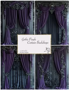 gothic purple curtain backdrops with gold trim