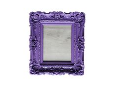 a purple frame sitting on top of a white wall