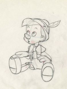 a drawing of a cartoon character holding a toy