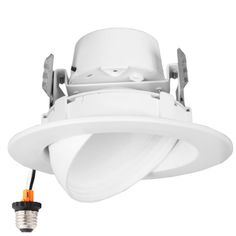 a white downlight with an orange cord attached to it