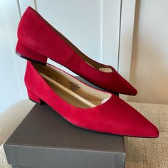 Nwb Madeleine Red Suede Heels Size 9 1/2; Never Worn; Perfect Condition; Original Box Red Fitted Block Heel Shoes, Fitted Red Block Heels, Classic Red Court Shoes Medium Width, Red Block Heel Shoes, Red Fitted Low Heel Court Shoes, Red Court Shoes Medium Width For Formal Occasions, Red Medium Width Court Shoes For Formal Occasions, Formal Red Court Shoes, Red Pointed Toe Court Shoes Medium Width