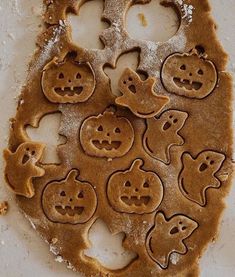 some cookies are arranged in the shape of pumpkins