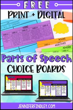 Do your students need to review grammar? Most do! 

These parts of speech choice boards make reviewing easy and fun! Pronoun Activities, Speech Lessons, Adjectives Activities, Nouns Activities, 5th Grade Activities, Verbs Activities, Verb Examples