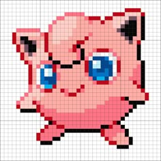 pixel art pig with big blue eyes and pink pants on it's chest, in front of a white background