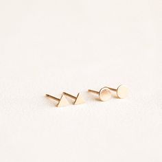 Circle Stud Earrings | Simple & Dainty Multiple Piercings Earrings, Triangle Stud Earrings, Evening Dinner, Circle Stud Earrings, Triangle Earrings Stud, Minimalist Earrings Studs, Simple Stud Earrings, Triangle Studs, Geometric Studs