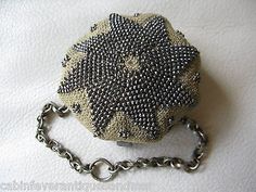 Antique-Art-Nouveau-Woman-Tan-Crochet-Steel-Bead-Tam-O-Shanter-Chatelaine-Purse Tam O Shanter, Art Nouveau Woman, Tan Crochet, Vintage Purses, Chatelaine, Change Purse, Vintage Bags