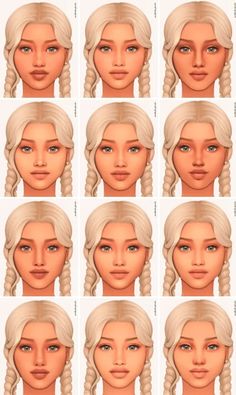 many different types of female faces with blonde hair