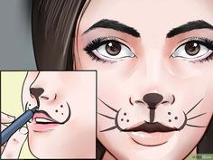 Cat Makeup For Kids, Black Cat Face Paint, Cat Face Halloween, Maquillage Halloween Simple, Halloween Makeup For Kids