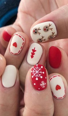 Christmas Nail Colors, Nagellack Trends, Manicure Nail Designs, Cute Christmas Nails