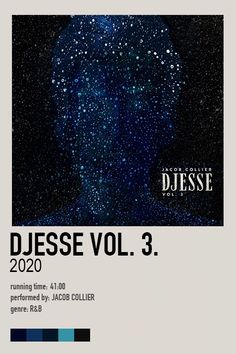 a poster with the words dieselse vol 3 on it's back side and an image of a man's face