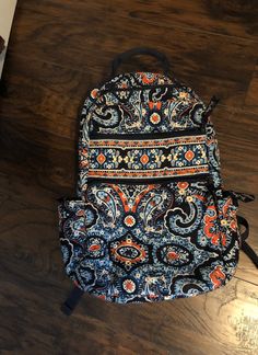 Vera Bradley Backpack Campus, Backpack Design, Campus Backpack, Cool School Supplies, Too Cool For School, Blue And Orange, Designer Backpacks, Vera Bradley Backpack, Vera Bradley