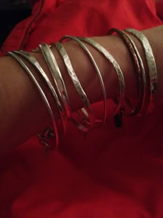 Silver bangles. Silver Bangles Aesthetic, Bangles Aesthetic, 00s Mode, Dream Jewelry, Silver Bangles