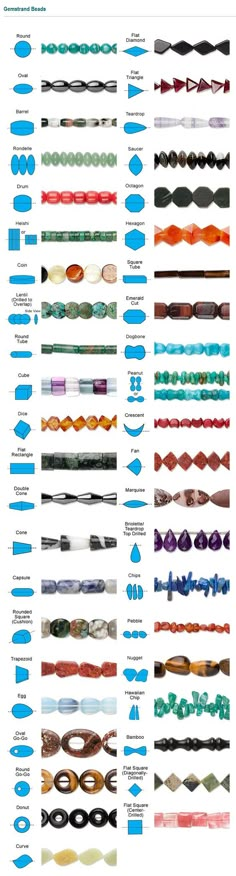 the different types of bracelets are shown in this chart, with each bead being colored