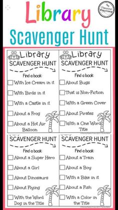 a library scavenger hunt with palm trees