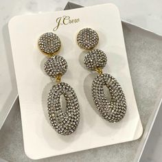 Nwt J. Crew Statement Earrings. Beautiful, Bold, Blingy Rhinestone-Covered Earrings Are Perfect For The Holidays Or Any Other Special Occasion. Silver Jeweled Crystal Earrings For Anniversary, Silver Bling Clip-on Earrings, J Crew Jewelry, Earrings Color, Statement Earrings, Silver Gold, J Crew, Special Occasion, Jewelry Earrings